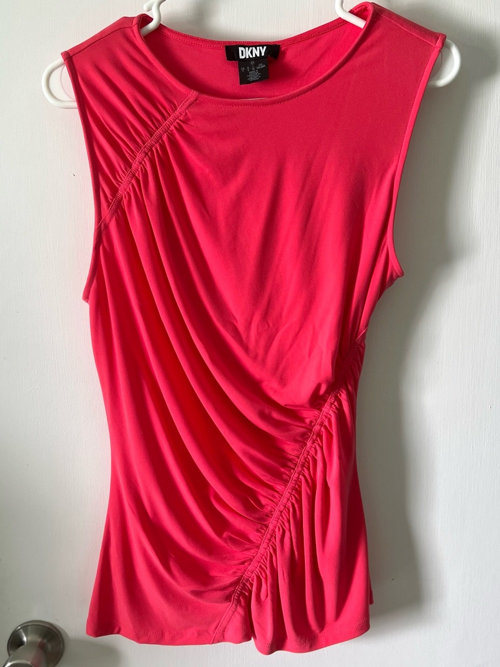DKNY sm coral stretch ruched Sleeveless Tank Top/Blouse